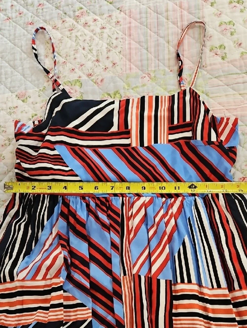 Maurices Striped Patchwork Maxi Dress in Blue, Red, Black & White